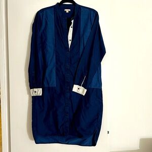 Navy blue patches with white details